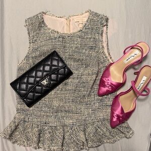 Rebecca Taylor metallic tweed peplum Top.